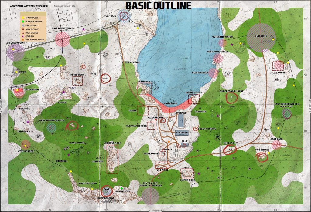woods map escape from tarkov detailed spawn, loot and extraction points